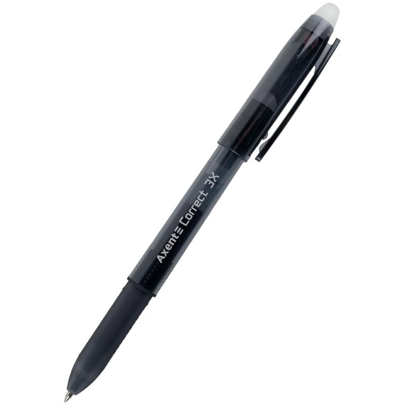 Ручка гелева "пиши-стирай" Correct 3Х Axent AG1122-01-A, чорна